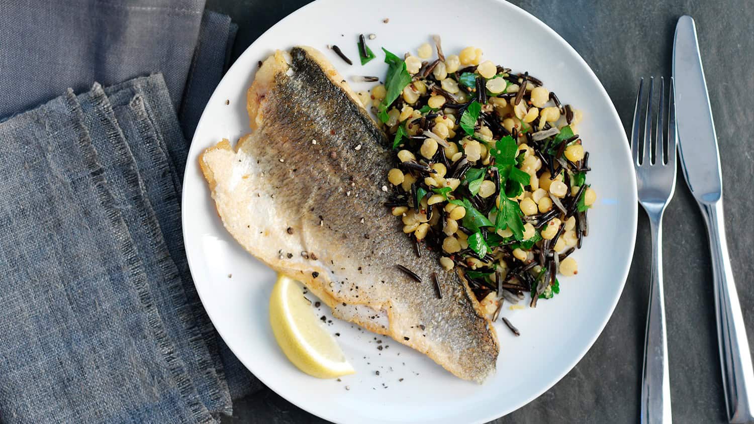 Wild Rice with Sea Bass