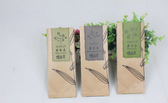 Waterproof Resealable Kraft Paper Pouches Die Cut Bags With Four Side Seal
