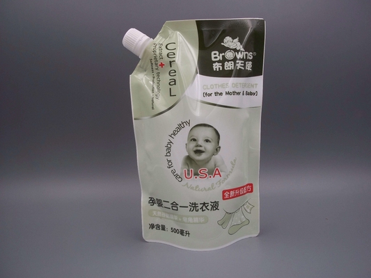 Custom Printed Stand Up Pouch With Spout Packaging For Laundry Liquid , Soy Milk Packing