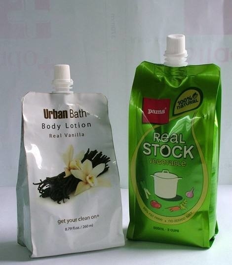 Milk Jelly Plastic Stand Up Pouch Bags , Spouted Pouches Packaging Strong Sealing